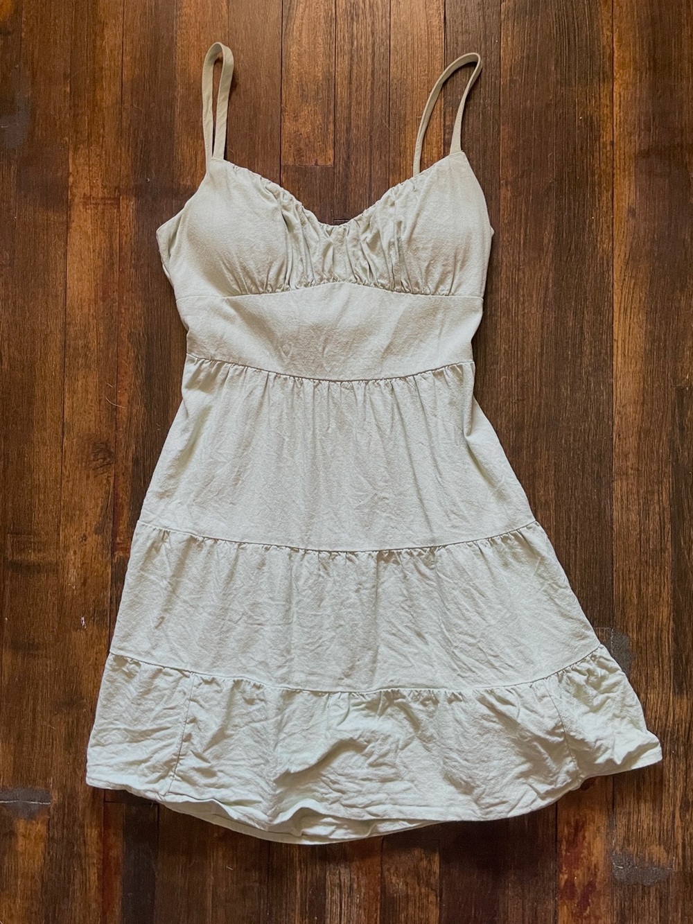 Hollister linen dress green pockets sundress medium